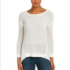 Alice + Olivia Womens Sz XS White Fuzzy Open-Knit High-Low Hem Harpo Sweater $99